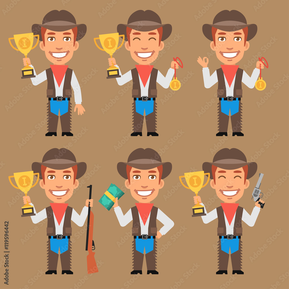 Cowboy Holds Cup Medal and Money Cowboy Holds Cup Medal and Money