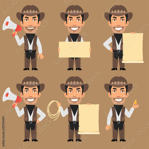 Robber Cowboy Holds Megaphone and Paper