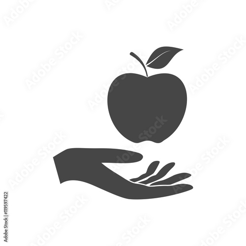 Illustration of a hand offering apple