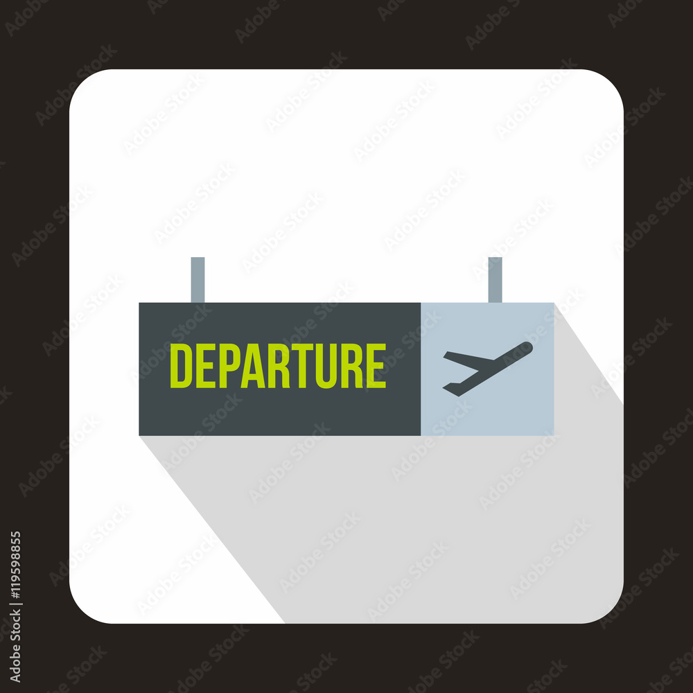 Airport departure sign icon in flat style isolated with long shadow Airport departure sign icon in flat style isolated with long shadow