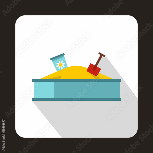 Sandbox icon in flat style isolated with long shadow
