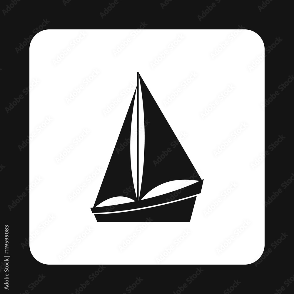 Small boat icon in simple style isolated on white background. Sea transport symbol