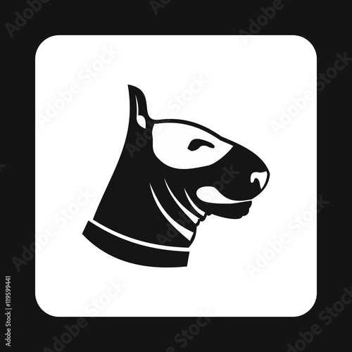 Bull terrier dog icon in simple style isolated on white background. Animals symbol