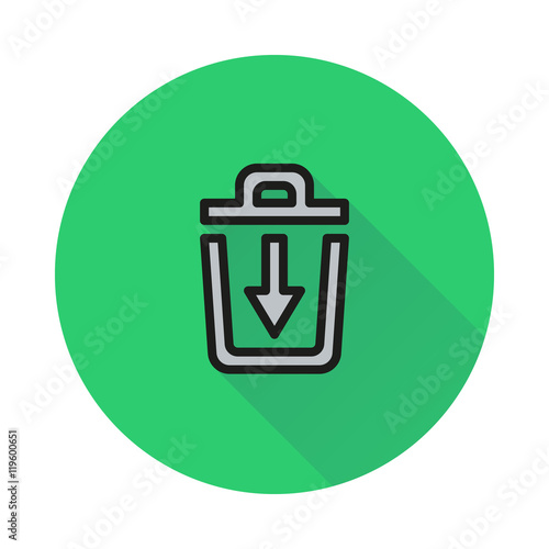 trash bin icon on round background