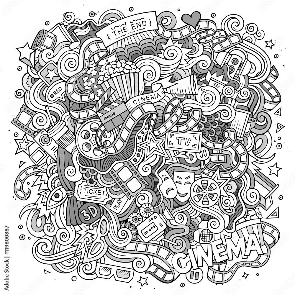 Cartoon doodles cinema frame design Cartoon doodles cinema frame design