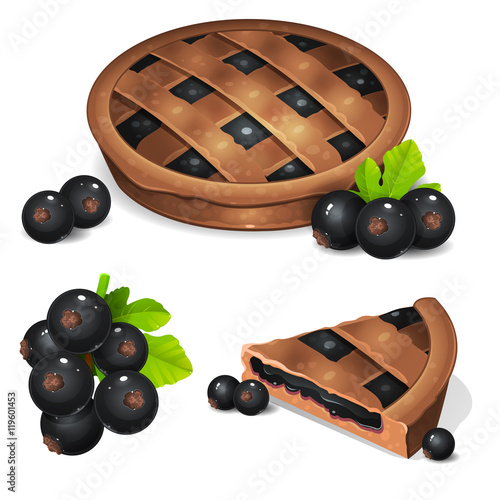 Illustration of pie with black currant