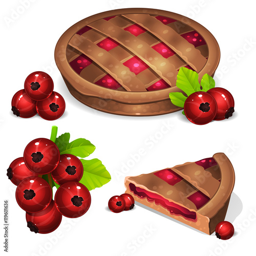 Illustration of pie with red currant