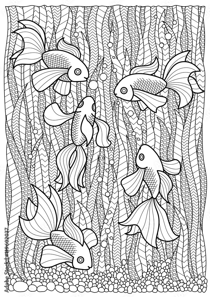 Adult fish coloring book: Stress Relieving Underwater Ocean Theme For Men  And Women; Art Therapy Anti-Stress Designs And Patterns For Relaxation