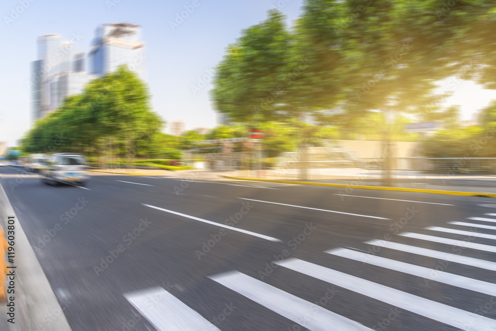 City road with moving car,tianjin china.