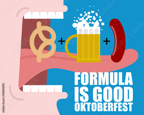 Formula Good Oktoberfest. Open mouth, long tongue and teeth. Man