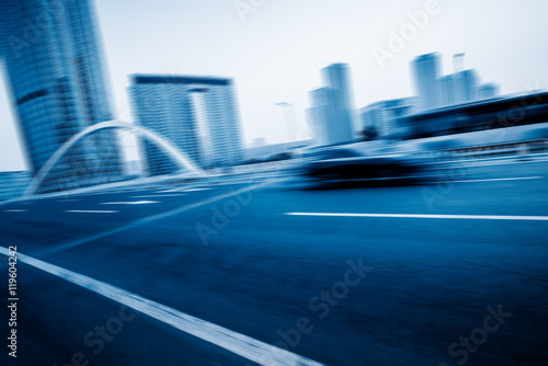 City road with moving car,tianjin china. © kalafoto