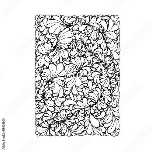 Coloring book page design with floral petals. Ethnic ornament. Vector illustration in doodle style.