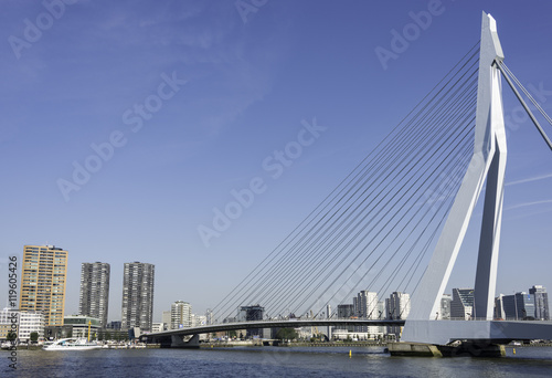 Erasmusbridge in the port of Rotterdam city in Holland