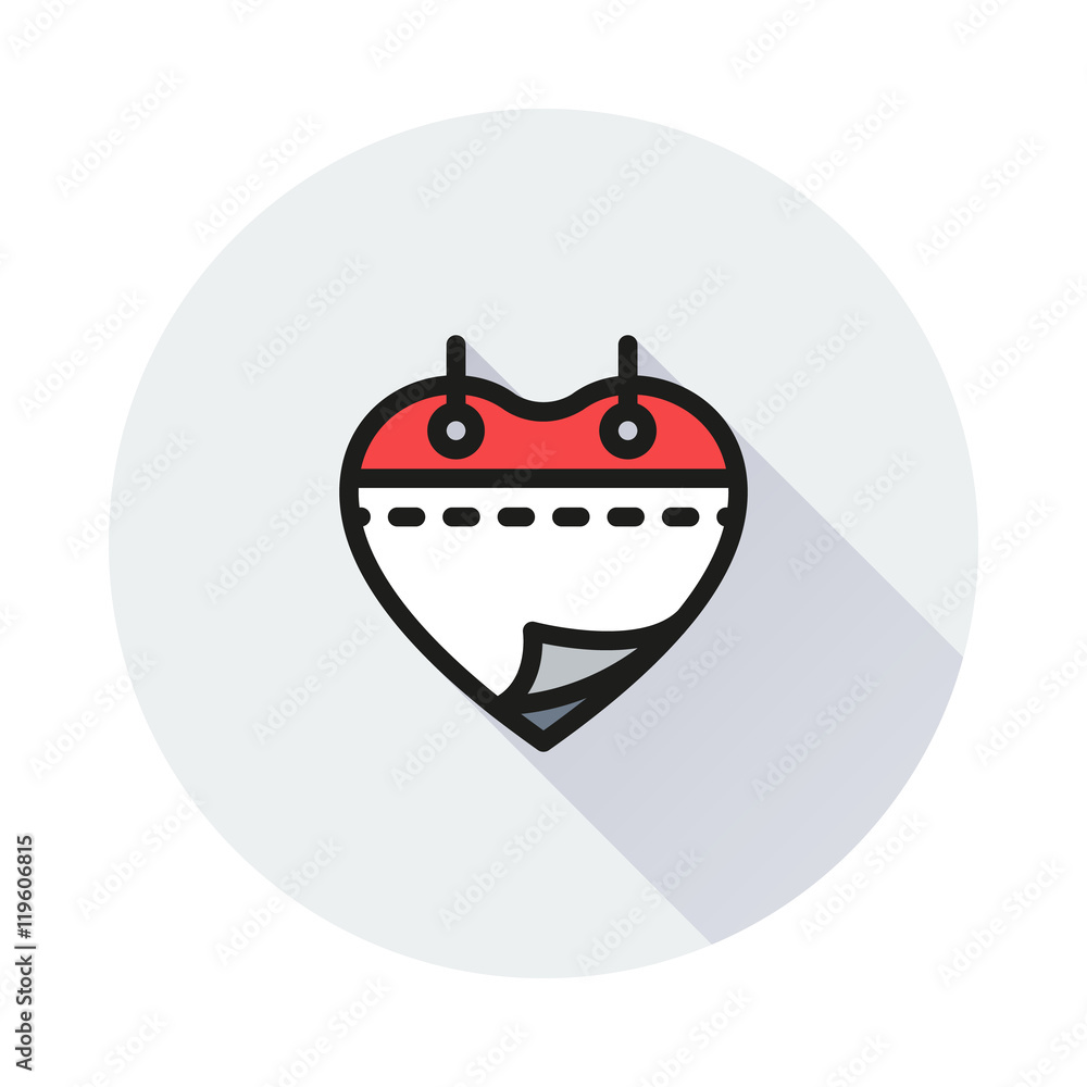 Calendar with heart on round background Calendar with heart on round background