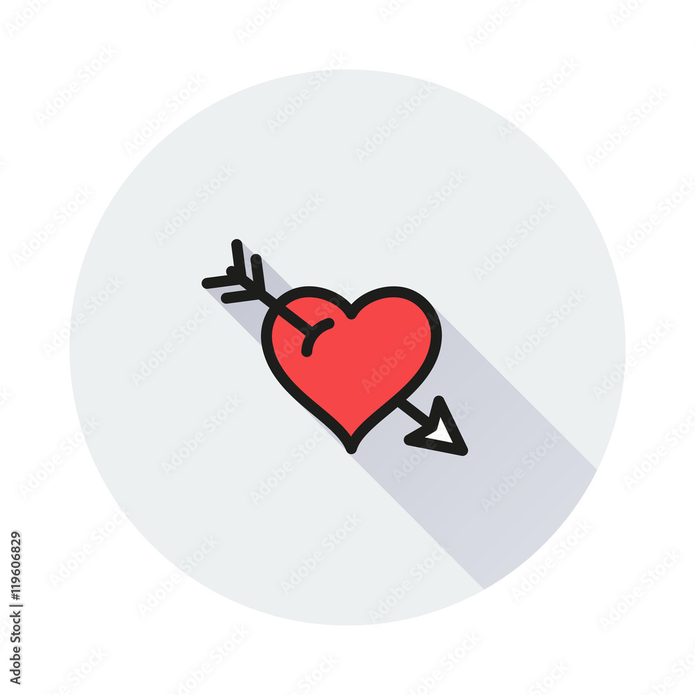 Arrow heart icon on round background Stock Vector | Adobe Stock