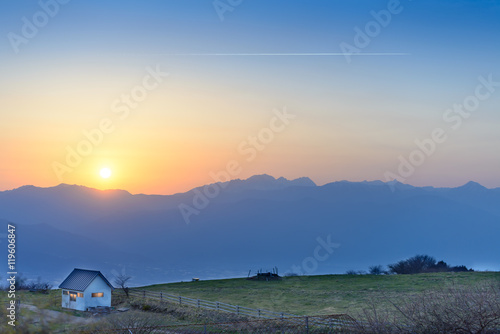 山頂から見る夕焼け