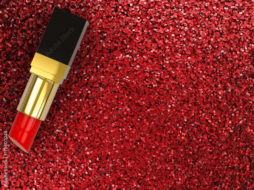 red lipstick on red glitter background Stock Illustration | Adobe Stock