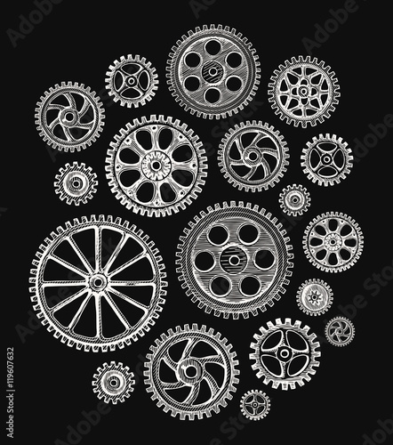 Cogwheels and gears. Vector illustration