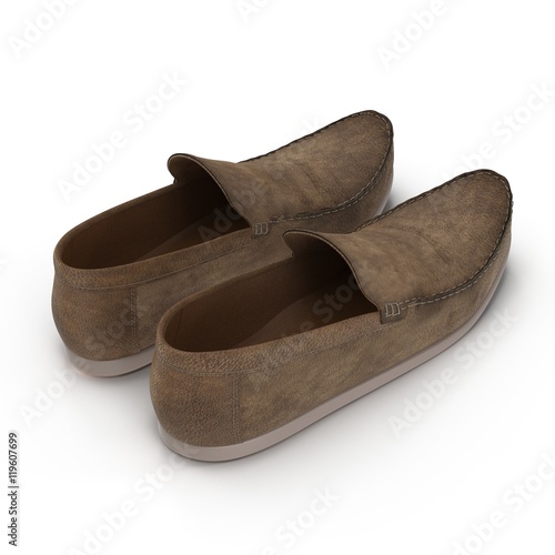 The used man's shoes isolated on white 3D Illustration