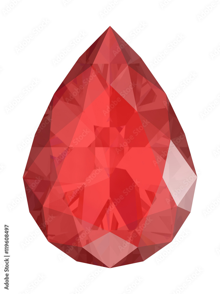 Obraz premium ruby on white background (high resolution 3D image)