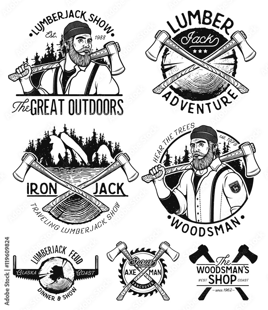 Obraz premium Lumberjack Template Logo.