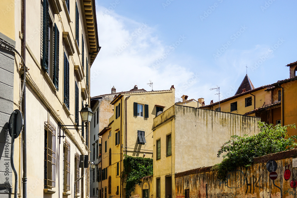 street view of Old Town Pisa Tuscany, Italy