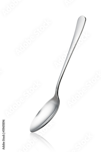 Stainless steel spoon isolated on white background photo