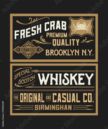 Set of old advertisement designs and labels