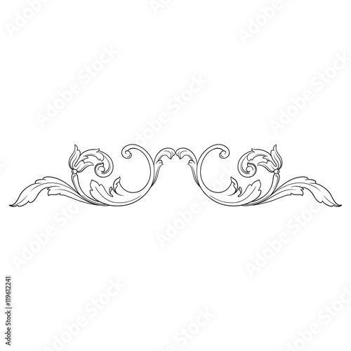 Vintage baroque frame engraving scroll ornament