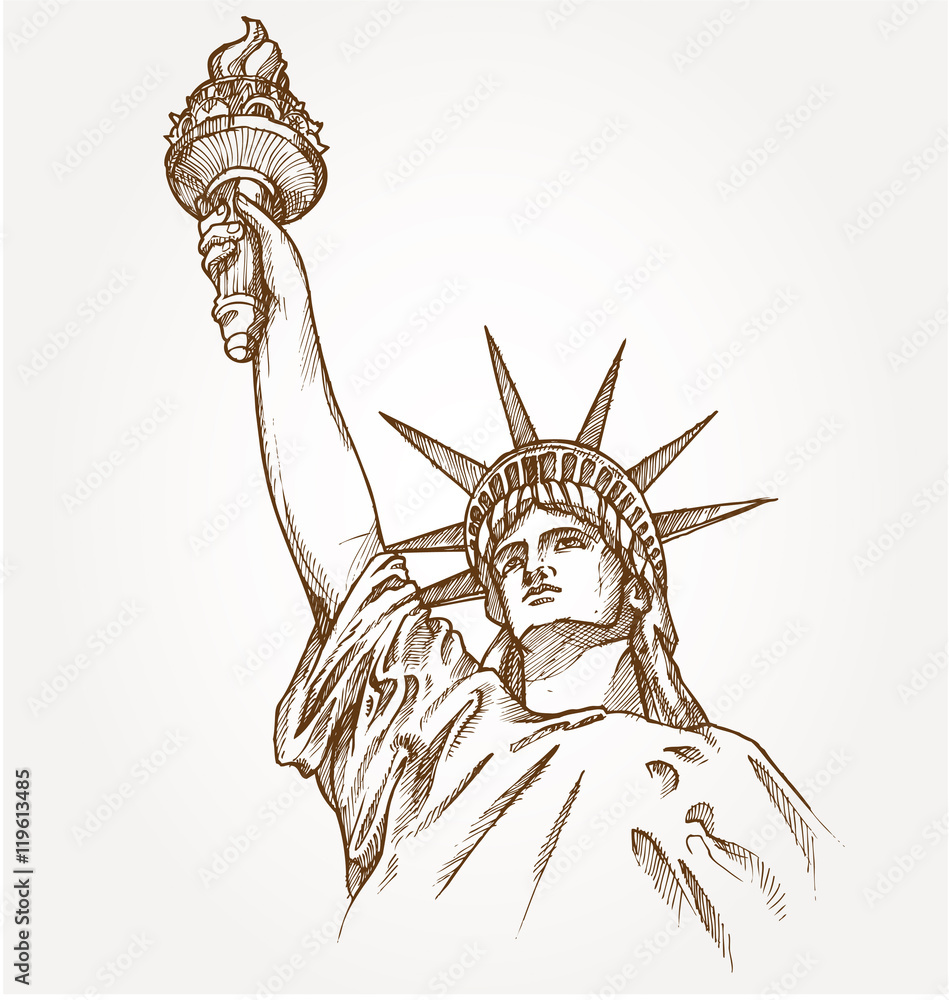 Obraz premium statue of liberty hand dawn