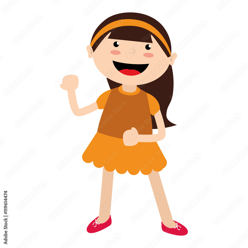 girl cartoon kid happy isolated design vector illustration girl cartoon kid happy isolated design vector illustration