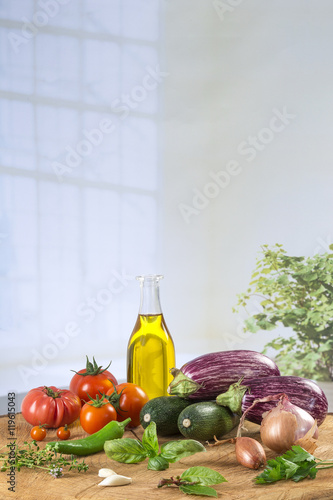 Fototapeta Naklejka Na Ścianę i Meble -  Ingredients for Mediterranean ratatouille