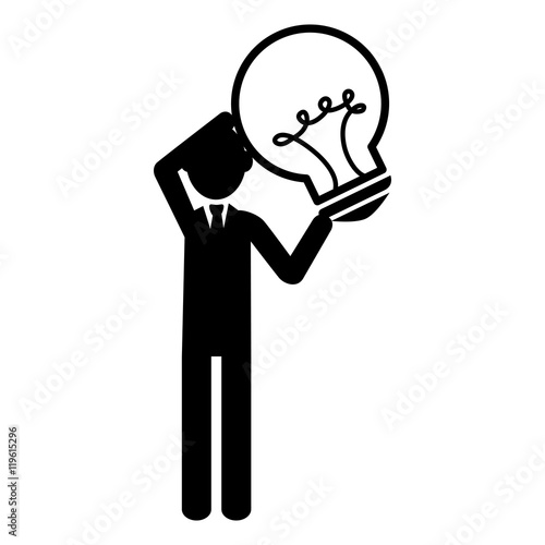 silhouette person standing idea bulb vector illustration eps 10