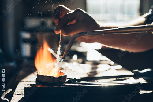 Carefully bringing metal up to temperature in a crucible photo
