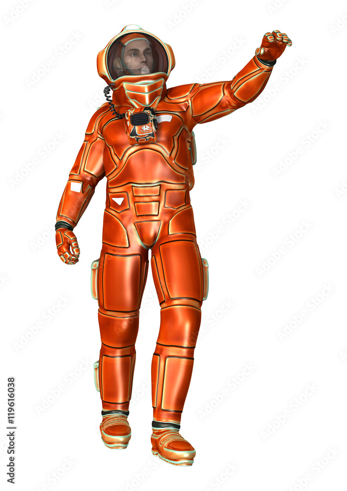 3D Rendering Astronaut on White