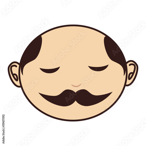face man moustache bald vector illustration eps 10
