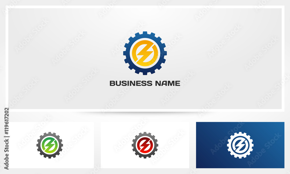 Fototapeta premium Thunder Bolt Gear Cogwheel Logo