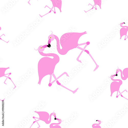 Seamless pattern with pink flamingos. Design for fabric and decor