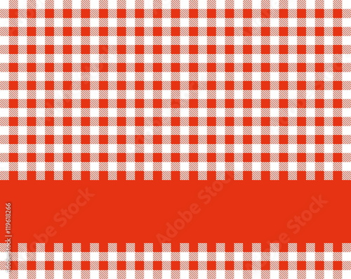 Tischdecke rot weiß mit Textstreifen