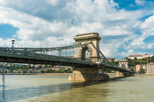 Budapest, Hungary - 15 August 2016. Famous spectacular The Szechenyi Chain Bridge