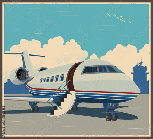 private aviation retro poster