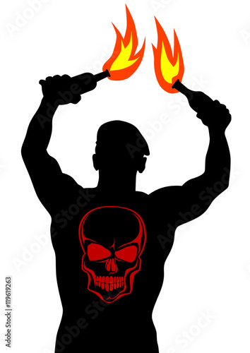People of anarchia with molotov cocktail on white bacground