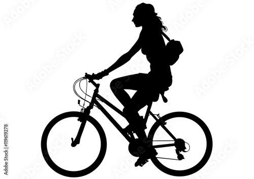Sport woman whit bike on white background