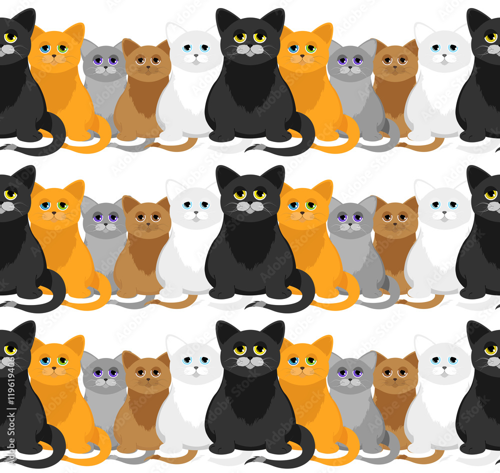 Cats in a cartoon style. Seamless pattern Cats in a cartoon style. Seamless pattern