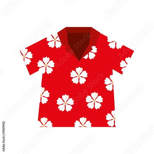 shirt hawaiian flowers red vector illustration eps 10