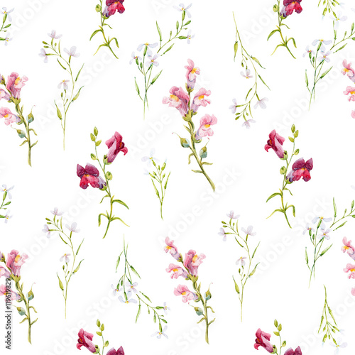 Watercolor snapdragons pattern
