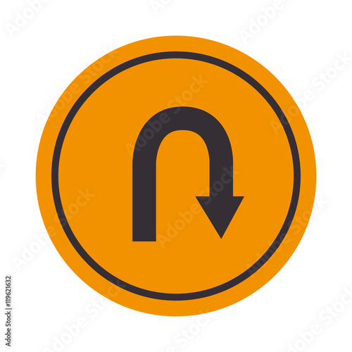 signal turn around yellow design vector illustration eps 10