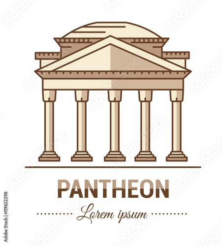 Color illustrations and flat linear design. Templates, logo and mark of Pantheon with vintage elements. Easy to use business. Vector abstract logo or emblem.