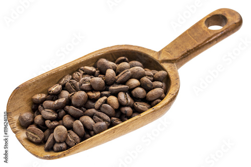 rustic scoop of coffee beans