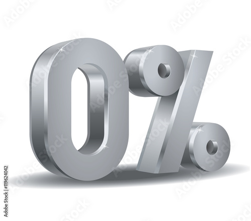 Vector of 0 percent isolated in white background
